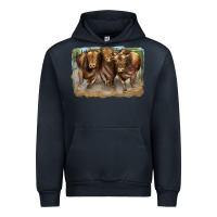 Navy 3 red angus bulls Urban Hoodie - LillyAllenDesigns