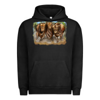 Pigment Black 3 red angus bulls Urban Hoodie - LillyAllenDesigns
