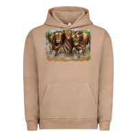 Pigment Burro 3 red angus bulls Urban Hoodie - LillyAllenDesigns