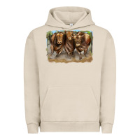 Pigment French Oak 3 red angus bulls Urban Hoodie - LillyAllenDesigns