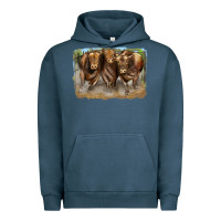 Pigment Midnight Navy 3 red angus bulls Urban Hoodie - LillyAllenDesigns