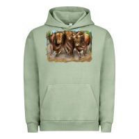 Pigment Oil Green 3 red angus bulls Urban Hoodie - LillyAllenDesigns