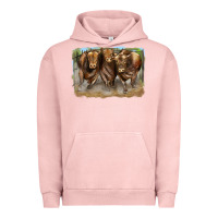 Pigment Salmon 3 red angus bulls Urban Hoodie - LillyAllenDesigns