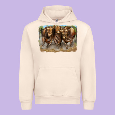 3 Red Angus Bulls Urban Hoodie Designed By Lillyallendesigns