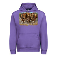 Tulip 3 red angus bulls Urban Hoodie - LillyAllenDesigns