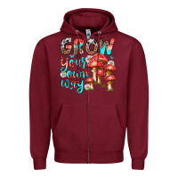Burgundy grow your own way Zipper Hoodie - texasbilliewilder