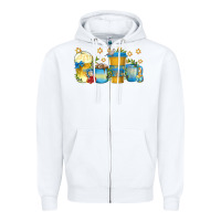 White hanukkah coffee cups Zipper Hoodie - texasbilliewilder