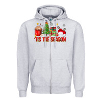 Heather Grey 'tis the season christmas Zipper Hoodie - Zillion Design Studio