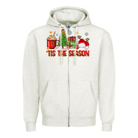 Oatmeal Heather 'tis the season christmas Zipper Hoodie - Zillion Design Studio