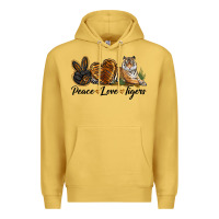 Antique Gold Peace Love Tigers Premium Hoodie - LillyAllenDesigns