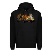 Black Peace Love Tigers Premium Hoodie - LillyAllenDesigns