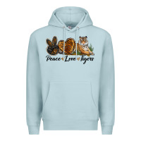 Blue Mist Peace Love Tigers Premium Hoodie - LillyAllenDesigns