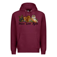 Burgundy Peace Love Tigers Premium Hoodie - LillyAllenDesigns