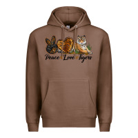 Chestnut Peace Love Tigers Premium Hoodie - LillyAllenDesigns