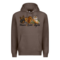 Coffee Peace Love Tigers Premium Hoodie - LillyAllenDesigns