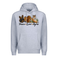 Heather Grey Peace Love Tigers Premium Hoodie - LillyAllenDesigns