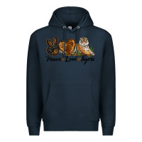 Navy Peace Love Tigers Premium Hoodie - LillyAllenDesigns