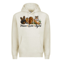 Oatmeal Heather Peace Love Tigers Premium Hoodie - LillyAllenDesigns
