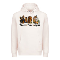 Pale Pink Peace Love Tigers Premium Hoodie - LillyAllenDesigns