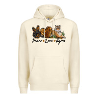 Sandshell Peace Love Tigers Premium Hoodie - LillyAllenDesigns