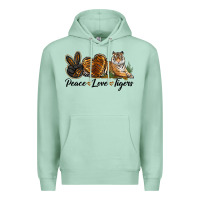 Seafoam Peace Love Tigers Premium Hoodie - LillyAllenDesigns