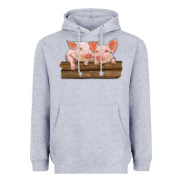 Heather Grey barn pigs Heavyweight Hoodie - RanaPortraitStore