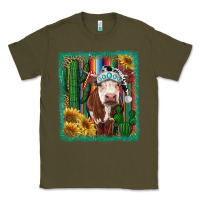 Army Green Western Christmas Cow Classic Tee - RanaPortraitStore