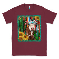 Burgundy Western Christmas Cow Classic Tee - RanaPortraitStore