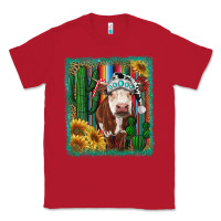 Red Western Christmas Cow Classic Tee - RanaPortraitStore