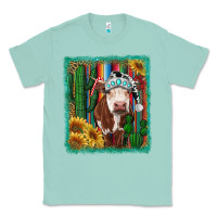 Seafoam Western Christmas Cow Classic Tee - RanaPortraitStore