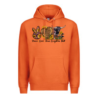 Carrot Peace Love Texas Longhorn Bull Premium Hoodie - LillyAllenDesigns