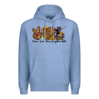 Colony Blue Peace Love Texas Longhorn Bull Premium Hoodie - LillyAllenDesigns