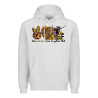 Dove Grey Peace Love Texas Longhorn Bull Premium Hoodie - LillyAllenDesigns