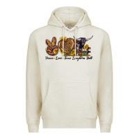 Oatmeal Heather Peace Love Texas Longhorn Bull Premium Hoodie - LillyAllenDesigns