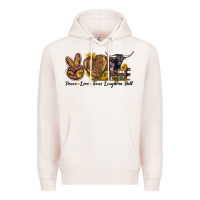 Pale Pink Peace Love Texas Longhorn Bull Premium Hoodie - LillyAllenDesigns