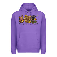 Purple Peace Love Texas Longhorn Bull Premium Hoodie - LillyAllenDesigns