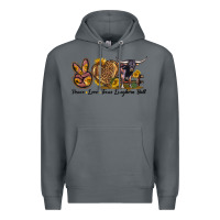 Rock Peace Love Texas Longhorn Bull Premium Hoodie - LillyAllenDesigns