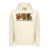 Sandshell Peace Love Texas Longhorn Bull Premium Hoodie - LillyAllenDesigns
