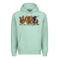 Seafoam Peace Love Texas Longhorn Bull Premium Hoodie - LillyAllenDesigns
