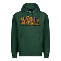 Sports Green Peace Love Texas Longhorn Bull Premium Hoodie - LillyAllenDesigns