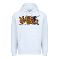 White Peace Love Texas Longhorn Bull Premium Hoodie - LillyAllenDesigns