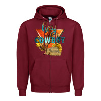 Burgundy hey cowboy with sunflowers Zipper Hoodie - texasbilliewilder