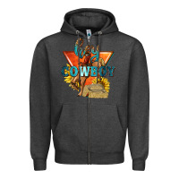 Charcoal Heather hey cowboy with sunflowers Zipper Hoodie - texasbilliewilder
