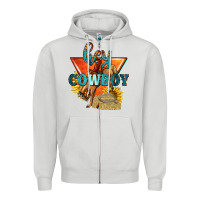 Dove Grey hey cowboy with sunflowers Zipper Hoodie - texasbilliewilder