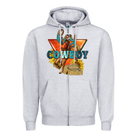 Heather Grey hey cowboy with sunflowers Zipper Hoodie - texasbilliewilder