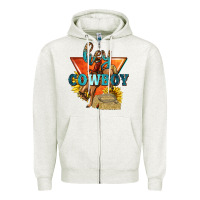 Oatmeal Heather hey cowboy with sunflowers Zipper Hoodie - texasbilliewilder