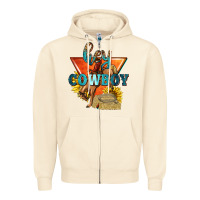 Sandshell hey cowboy with sunflowers Zipper Hoodie - texasbilliewilder