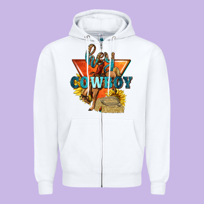 Zipper Hoodie hey cowboy with sunflowers