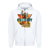 White hey cowboy with sunflowers Zipper Hoodie - texasbilliewilder