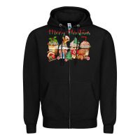 Black merry christmas gingerbread coffee cups Zipper Hoodie - Zillion Design Studio